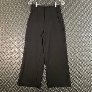 Zara‎ Black High Waist Wide Leg Cropped Career Dress Pants Women's Size 26